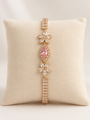 Elegant Pink Crystal Floral Gold Bracelet ✨