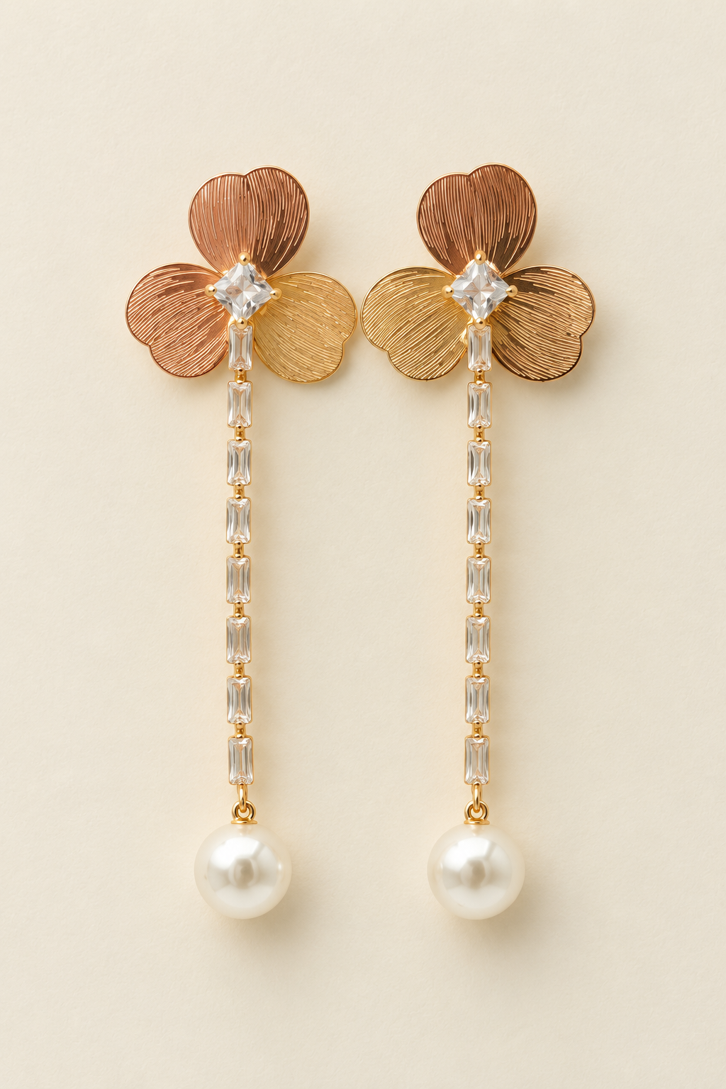 Elegant Floral Crystal Pearl Dangle Earrings ✨ Nuvira