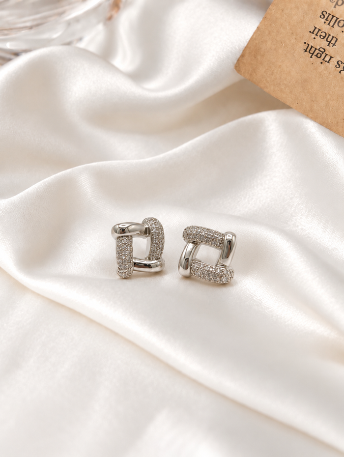 Elegant Pavé Square Hoop Earrings ✨