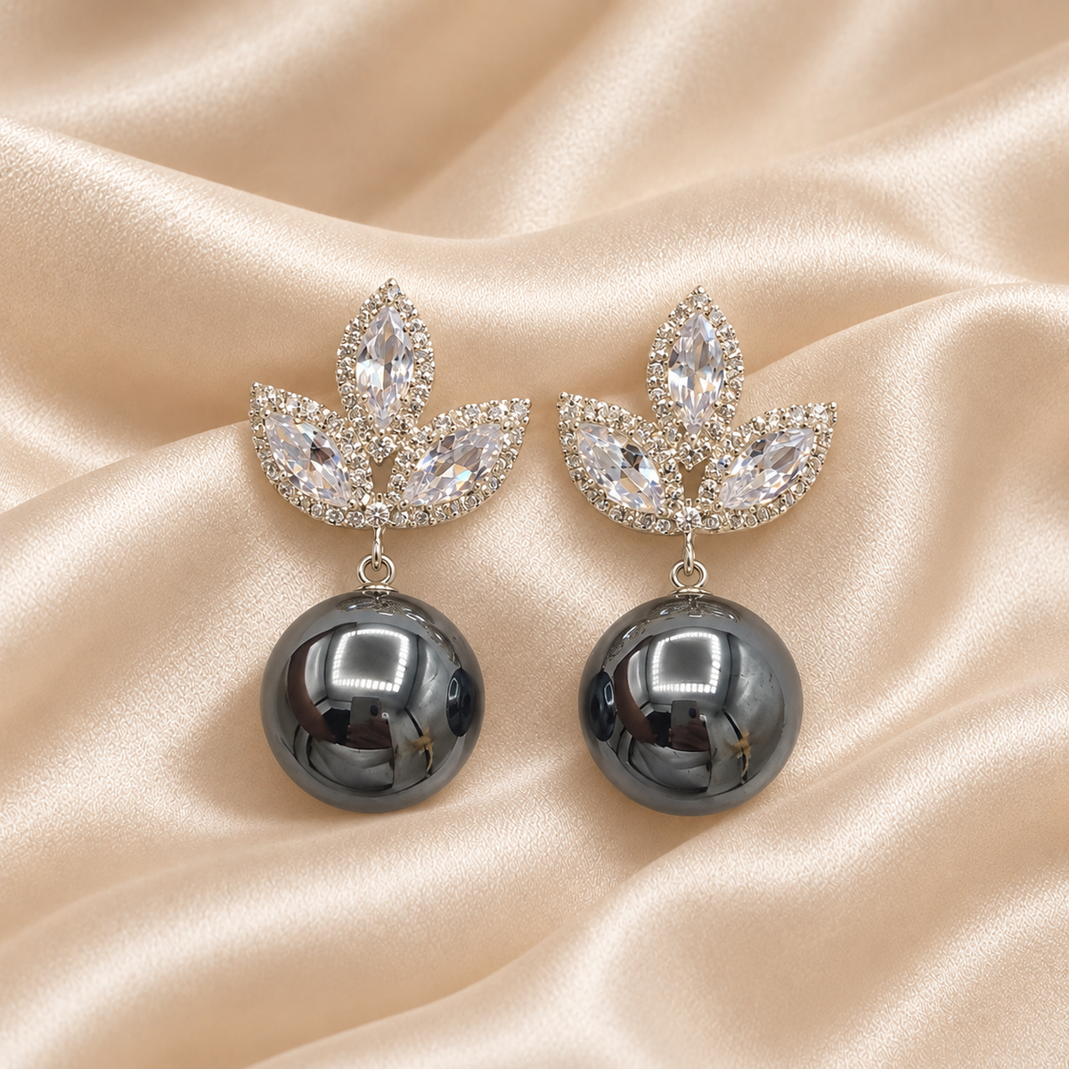 Elegant Crystal Leaf Pearl Drop Earrings ✨ Nuvira