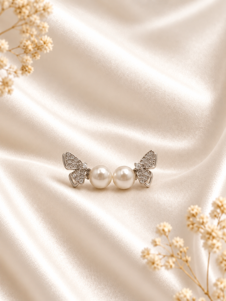 Elegant Pearl Bow Earrings ✨