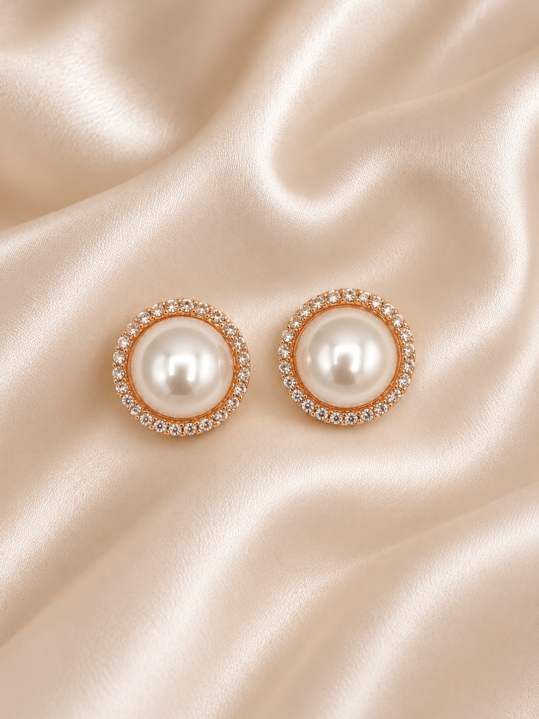 Elegant Pearl Halo Stud Earrings ✨ Nuvira