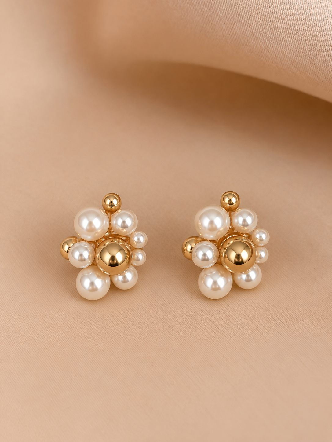 Elegant Pearl Bloom Gold Earrings ✨