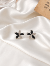 Black Floral Stud Earrings ✨