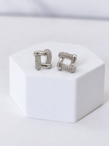 Elegant Pavé Square Hoop Earrings ✨