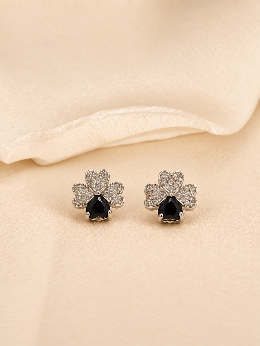 Clover Crystal Stud Earrings ✨