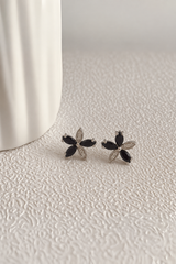 Black Floral Stud Earrings ✨