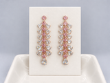 Elegant Pink Crystal Leaf Drop Earrings ✨