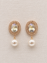 Elegant Oval Crystal & Pearl Drop Earrings ✨