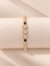 Elegant Black & Crystal Gold Tennis Bracelet ✨