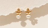 Elegant Gold Flower Pearl Earrings ✨