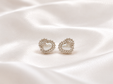 Pearl Heart Bow Stud Earrings ✨
