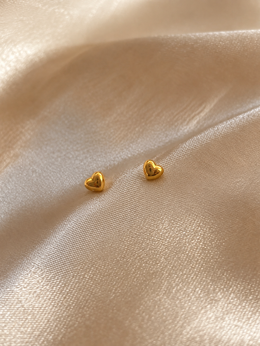 Golden Heart Stud Earrings ✨